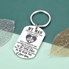 My Man Engraved Keychain Keyring Gift for Husband Anniversary Valentines Love