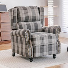 High Wing Back Armchair Tartan