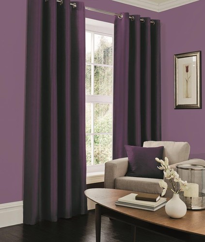 Faux silk curtain pair - faux, ring
