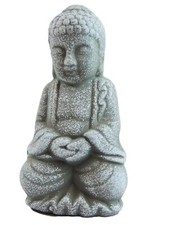 Sitting Buddha Ornament Grey Terracotta Meditating Garden Indoor NEW FREE POST