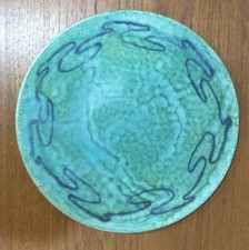 RARE Early 1947 Signed GAWAINE DART 13.5" Charger Plate Studio Pottery Michigan