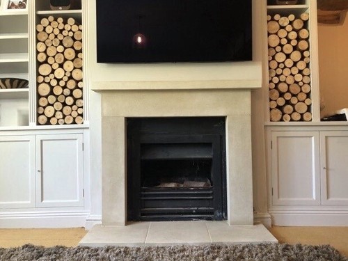 Stone fireplace bath natural - stone,