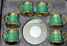Stunning Turkish Arabic coffe Set Of 6 Cups & 6 Saucer  ,Gift
