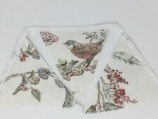 LAURA ASHLEY ELDERWOOD NATURAL BIRD HANDMADE BUNTING 10 DOUBLE SIDED FLAGS