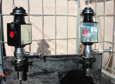 Square Horse drawn 12 volt carriage lamps stainless & heavy holders PONY SIZE
