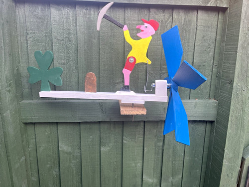 Wood metal whirligig wind - wood/metal,