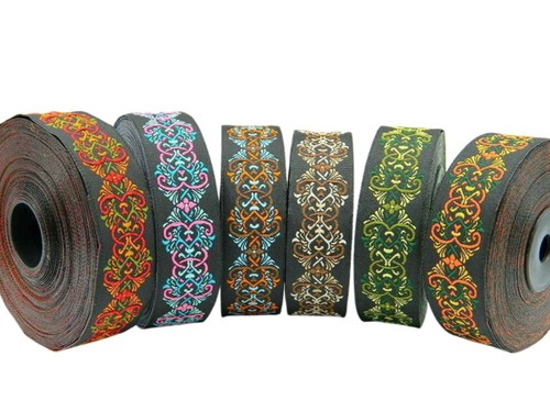 10m jacquard ribbon trim 25mm - ,