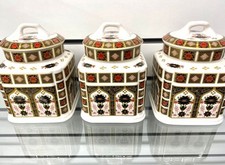 Crown Derby Tea Coffee Sugar Jar Imari Gypsy Air Tight Container Fine Bone China