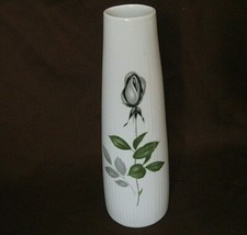 Seltmann Weiden Monika flower vase porcelain vase rose motif grey green grooves