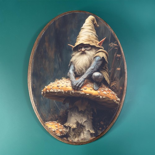 Mushroom gnome wooden - gnome, plaque