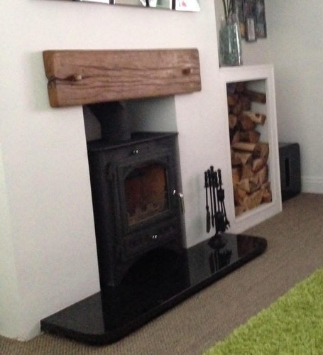 Solid oak fireplace mantel - oak,