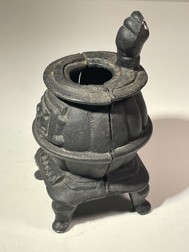 Vtg mini cast iron - pot, belly
