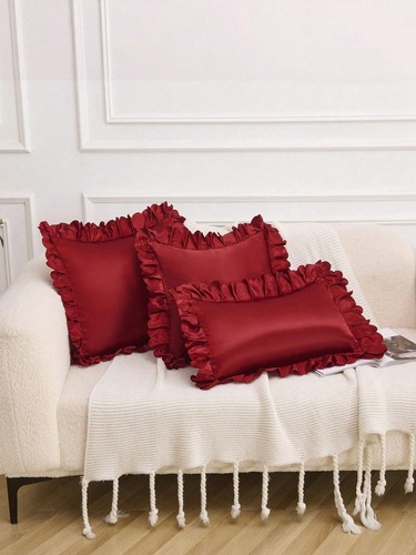 Burgundy satin lace ruffle - burgundy,