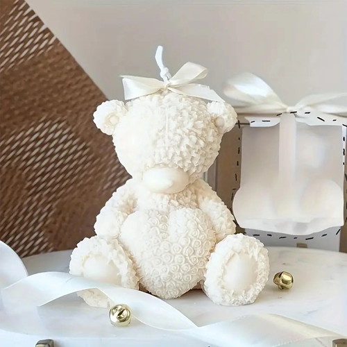 Hug heart bear silicone mold - bear,