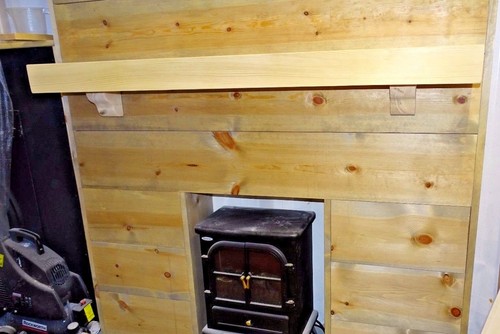 Real pine mantle shelf - mantle,