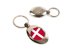 Denmark Danish Flag Shopping Trolley Token Keyring - Pound Supermarket