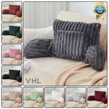 Cuddle Cushion Fleece Reading Chair Back Support Soft Bed Rest Pillow with Arms