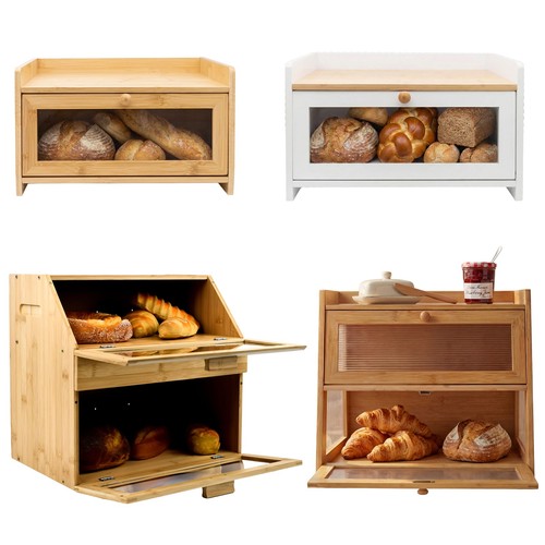 New bamboo bread bin wooden - bread,