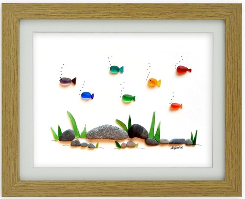 Rainbow fish sea glass - -,
