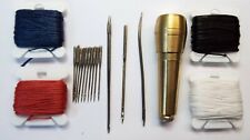 Canvas Leather Tent Sewing Awl Hand Stitcher Tool & Needles Kit & 4 Spools Twine