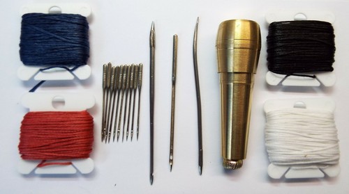 Canvas leather tent sewing - tent, awl