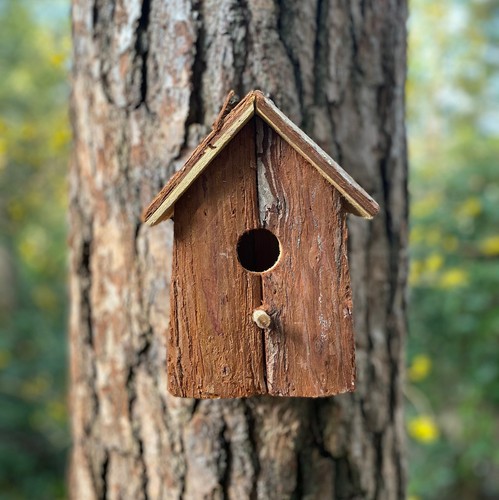 Rustic barkwood birdhouse nest - rustic,