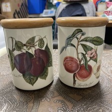 2 x Portmeirion Botanic Garden Lidded Canisters/Storage Jars