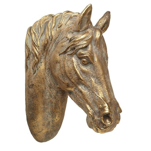 Golden resin horse head wall - head,