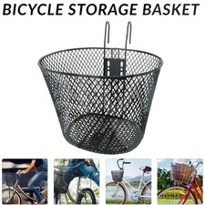 METAL MESH BICYCLE BASKET FRONT HANDLEBAR BIKE BLACK SHOPPING BASKET WITH HOOKS