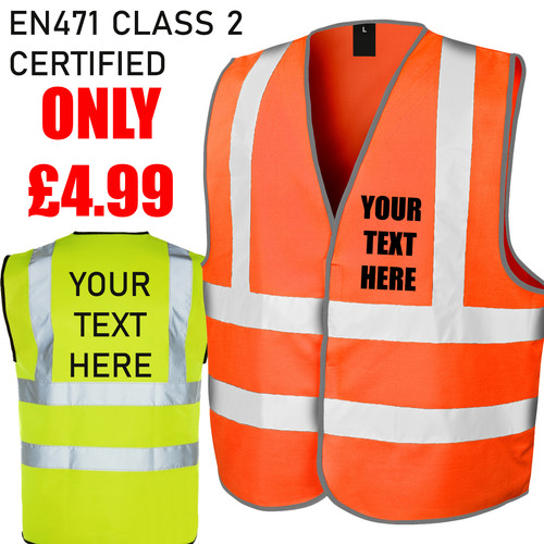 Viz vest personalised high - hi,