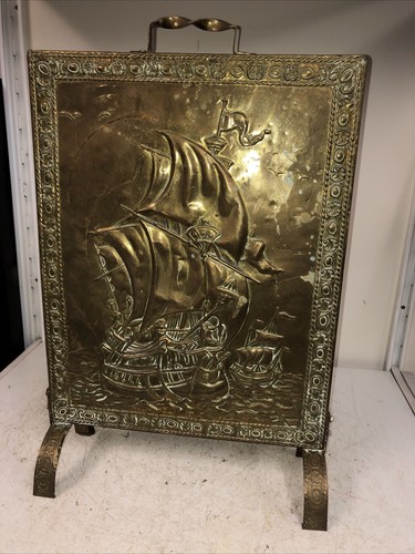 Brass victorian ship embossed - brass,
