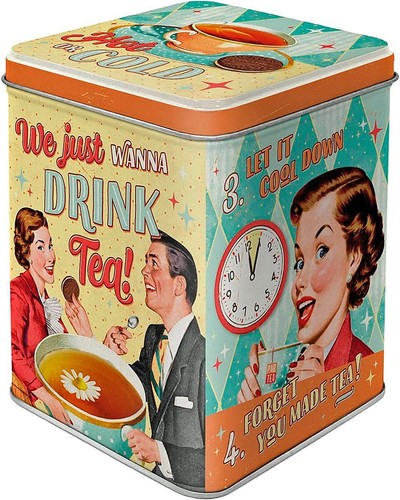 Tea storage tin nostalgic art - tin,,