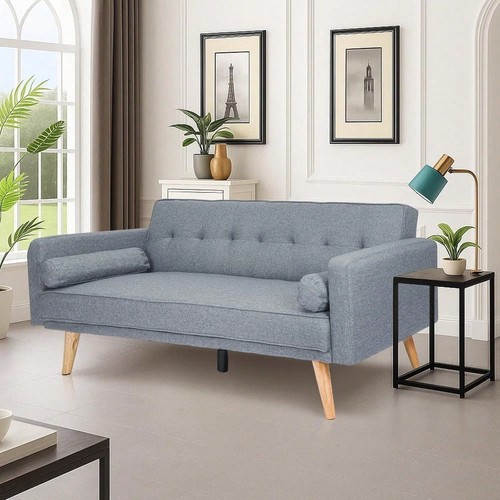Grey fabric sofa bed seater - bed,