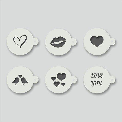 Valentines day coffee stencils