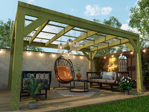 Chunky wooden box pergola with - pergola,
