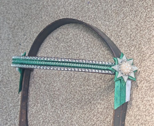 Green velvet show browband - velvet,