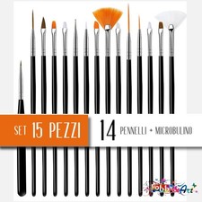 SET 15 PENNELLI PER MICRO PITTURA E VELATURE DI PRECISIONE PER DECORAZIONE TORTE