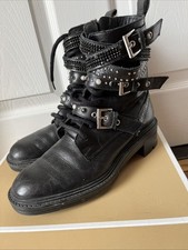 ZARA black leather biker boots