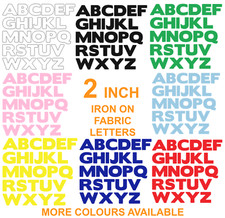 IRON ON Die Cut Fabric LETTERS! Approx 2 INCH SIZE! in Various Colours! 2" SIZE