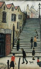L S LOWRY ART  'THE STEPS'