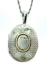 Large Antique Victorian 1880 Aesthetic Movement St Silver & Gold Locket 21.6gr