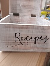 hoziel Farmhouse White Recipe Box with Cards and Dividers - Vintage Recipe Card