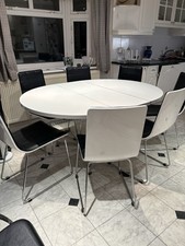 Kitchen Table And Chairs Formica White Extendable 47x64 Inch Extended Fair Cond