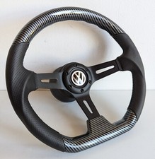 Steering Wheel fits For VW Wood Black Flat Bottom Sport Golf  Mk1 Mk2 77-88