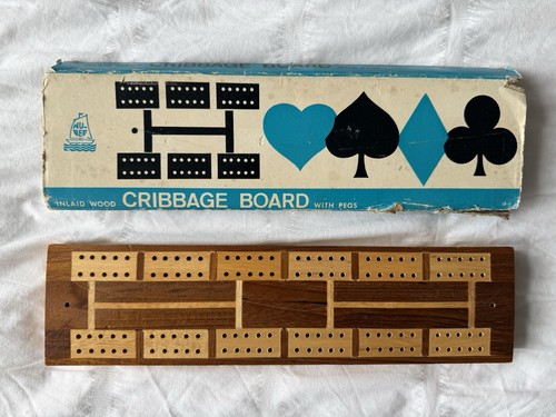 1970 wooden cribbage - cribbage, board