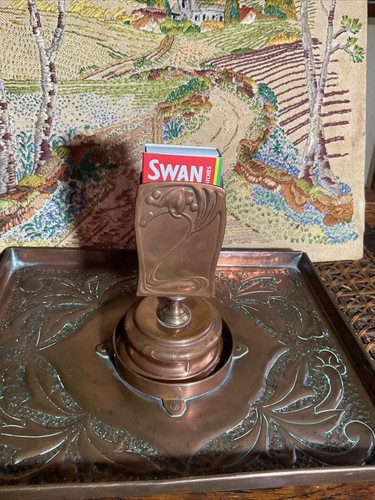 Art nouveau copper match - nouveau, box
