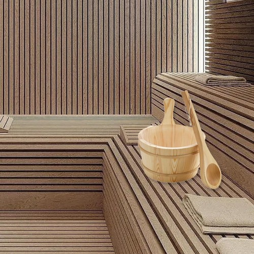 Wood sauna barrel and ladle - barrel,