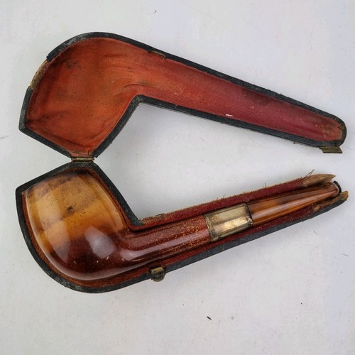 Antique cased meerschaum pipe - meerschaum,
