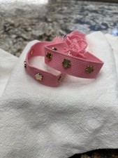 2x Lot Pink  Woven Adjustable Tassel Bracelet Gold Flower Accent New Party Favor