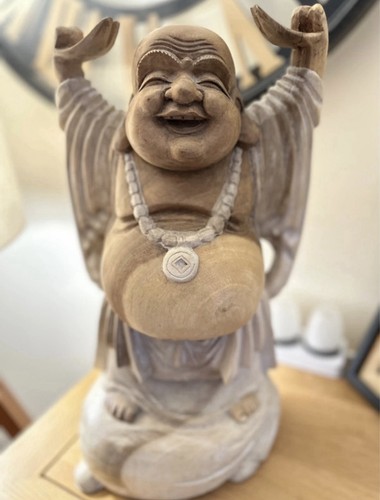 Large hand carved happy buddha - large,